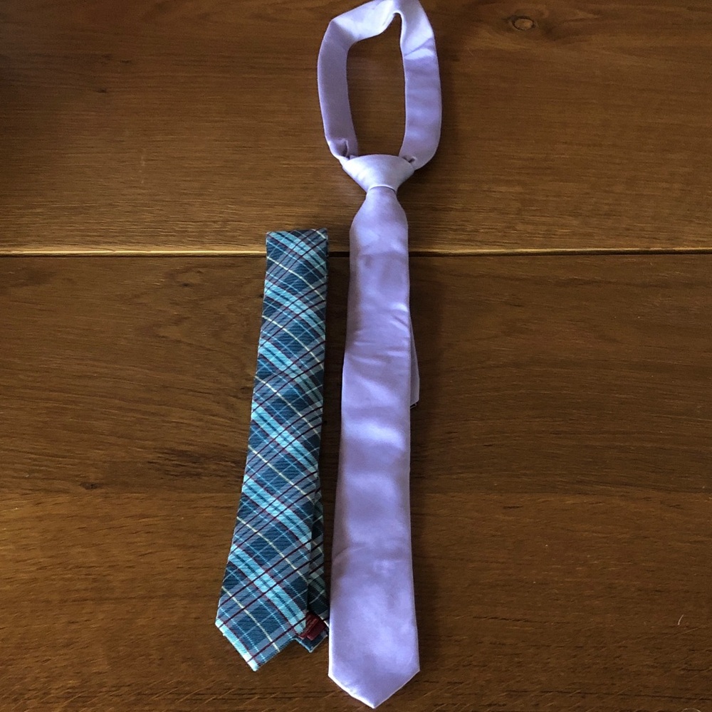 Original Penguin Men’s Ties — Blue Plaid & Light Purple